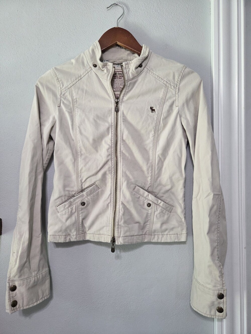 abercrombie Lightweight Zip-Front Utility Jacket Cream/Tan Girl's Size X-Large